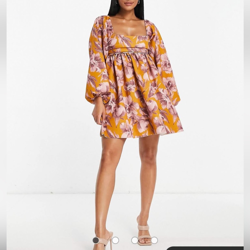 ASOS floral long sleeve mini dress